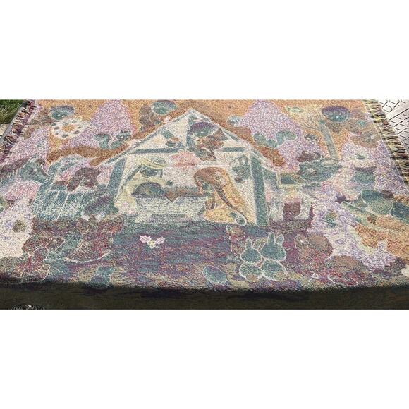 Vtg Christmas Nativity Throw Blanket Child Holy Family 54”x 47 1999 Morehead - Picture 8 of 8